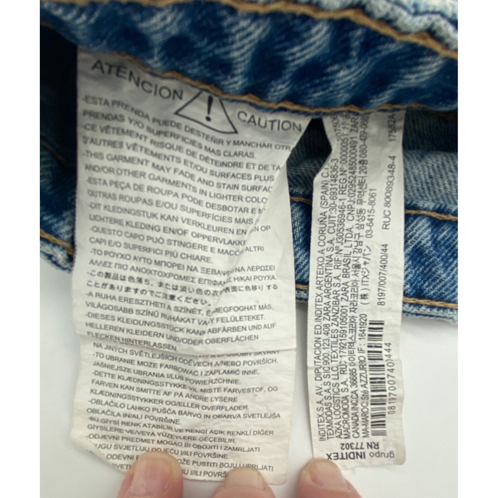 Zara‎ Womens High Rise Distressed Denim Shorts Medium Wash Button Fly Size 12 - Picture 4 of 9